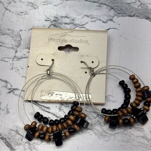 Black and Brown Beaded Shell Bohemian Earrings new